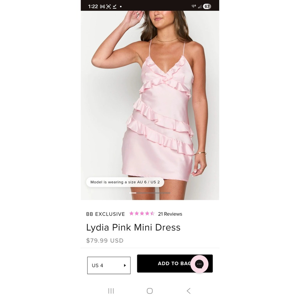 Beginning Boutique Lydia Pink Mini Dress Ruffled Satin Open Back US 4 NEW